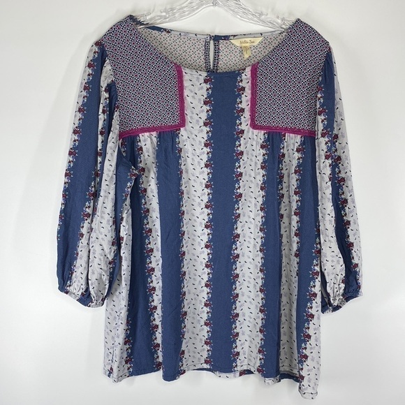 Matilda Jane Blue Floral Blouse Size Large - Picture 1 of 4